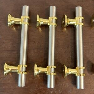 9 silver and gold tone drawer pulls or cabinet knobs NWOT